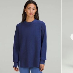 Lululemon Merino Wool-Blend Ribbed Crewneck Sweater Psychic Blue size 8